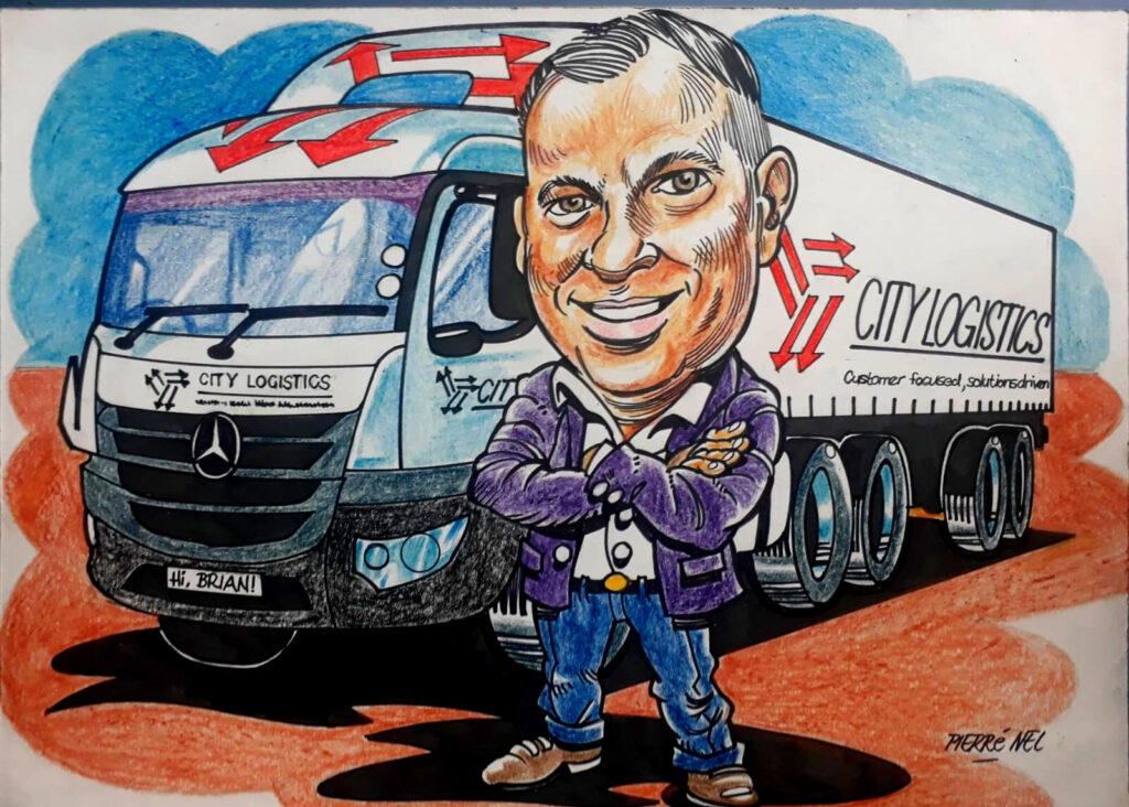 City Logistics caricature by Pierre Nel