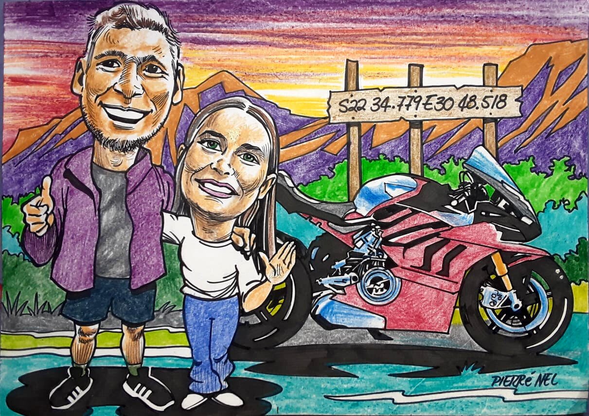 Couple with bike by Pierre Nel